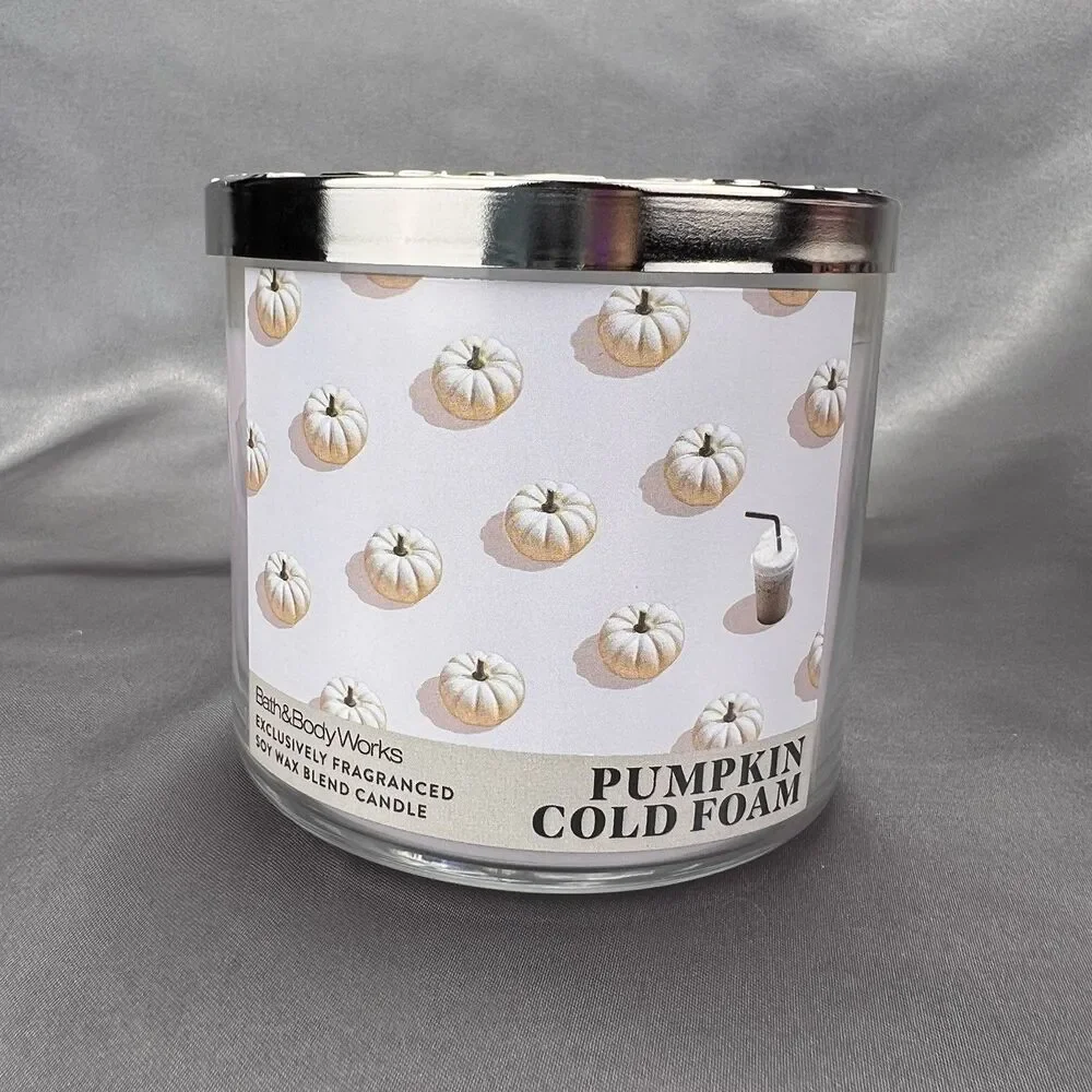 2 Bath Body Limited Edition 3-Wick Candles Pumpkin Cold Foam +‎ Glazed Croissant